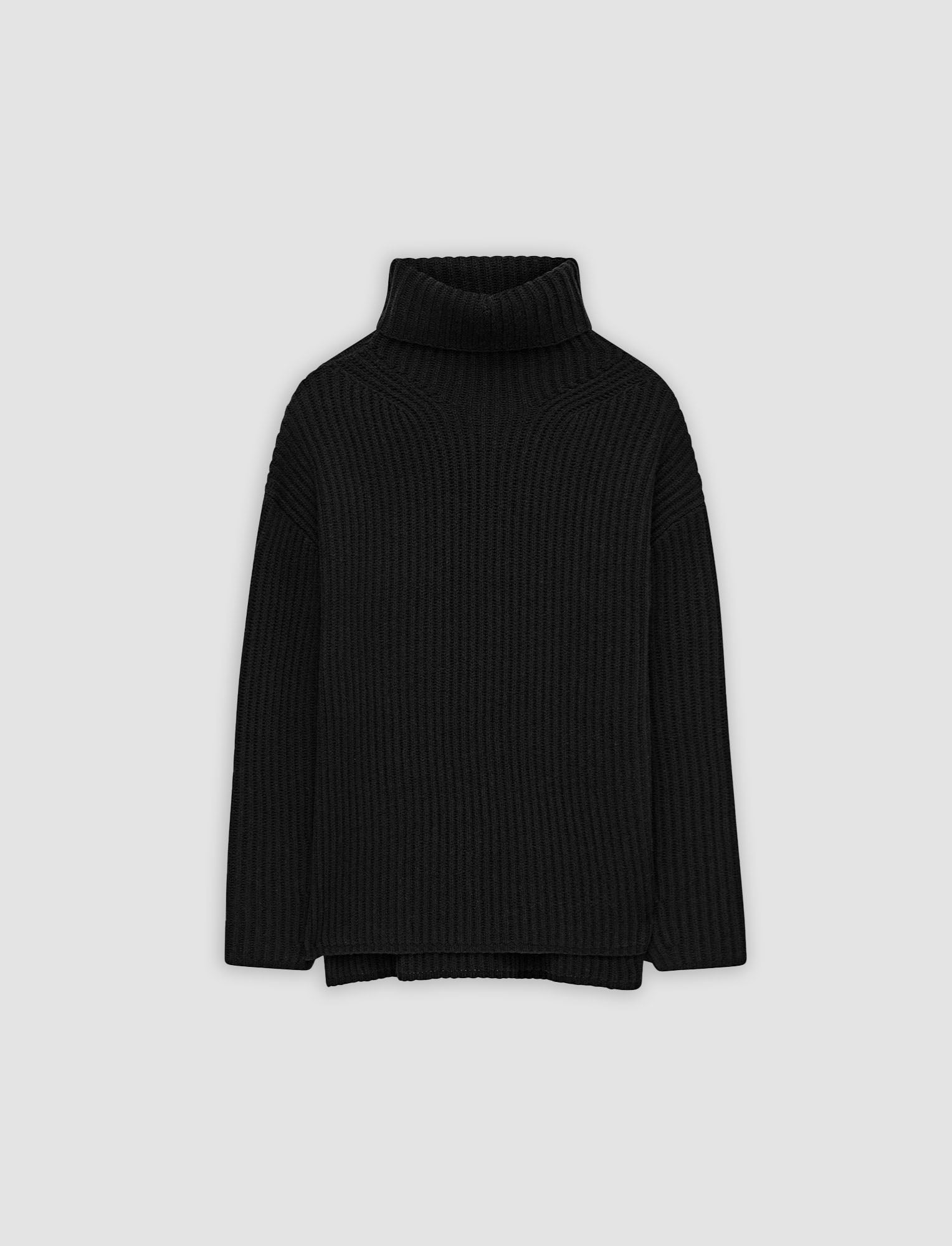 Cardigan Stitch High Neck Jumper in Black JOSEPH GB