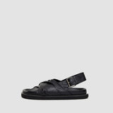 Leather Jazzy Strap Sandals Black