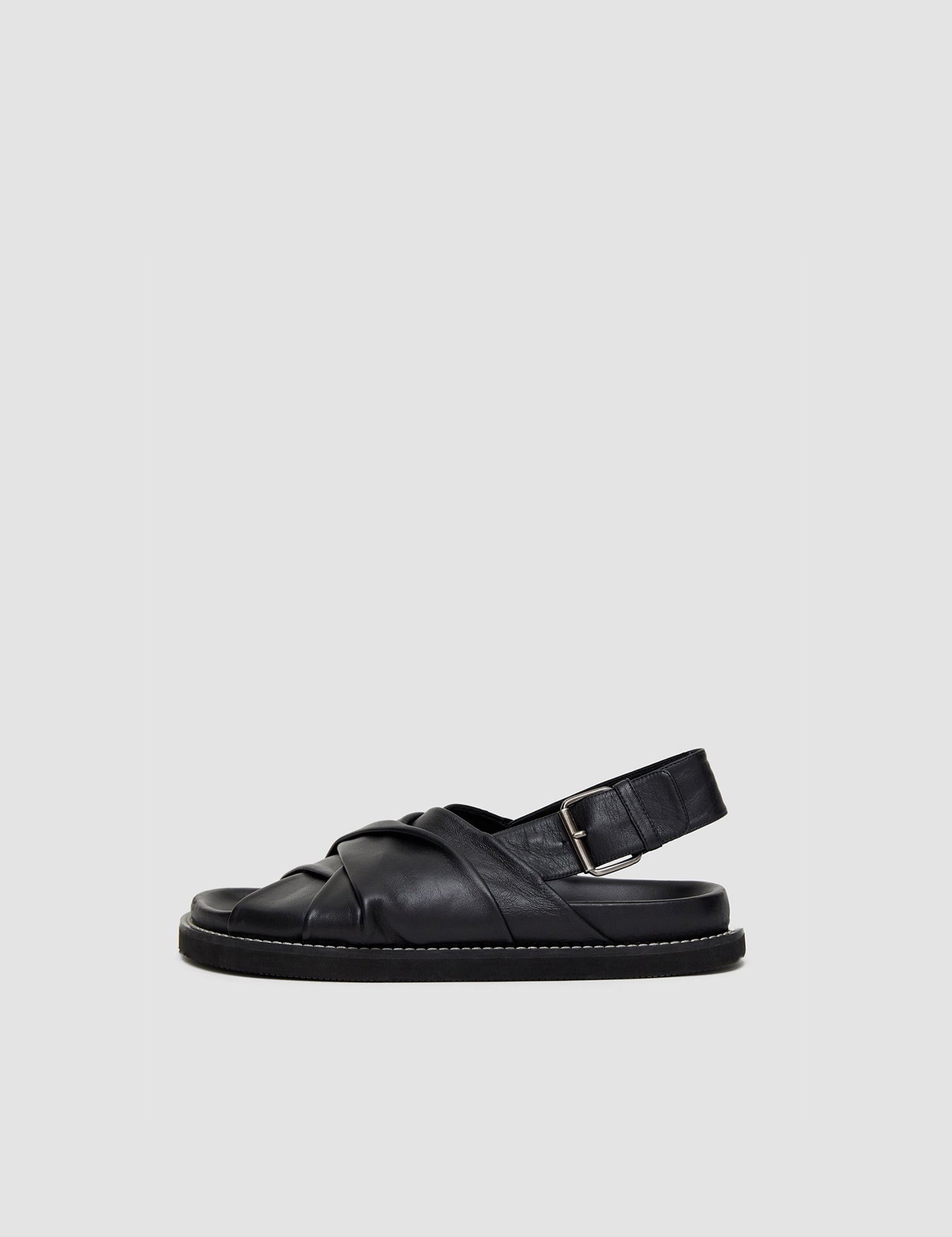 Leather Jazzy Strap Sandals Black