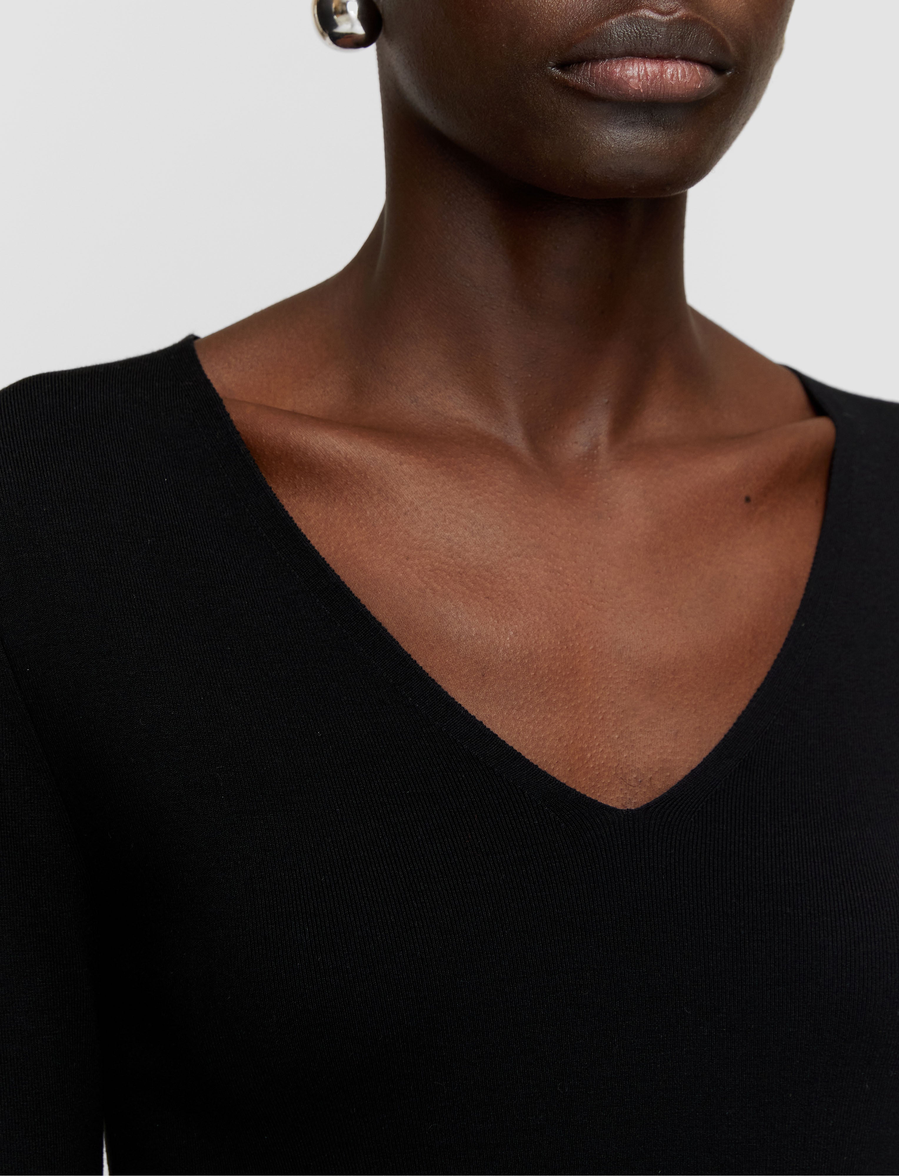 black-silk-stretch-v-neck-top-JOSEPH