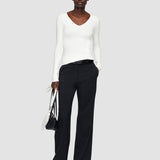 Haut col V en soie stretch
