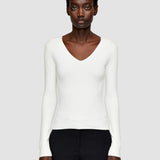 Haut col V en soie stretch