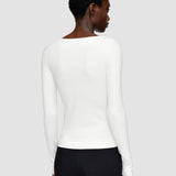 Haut col V en soie stretch
