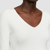 Haut col V en soie stretch