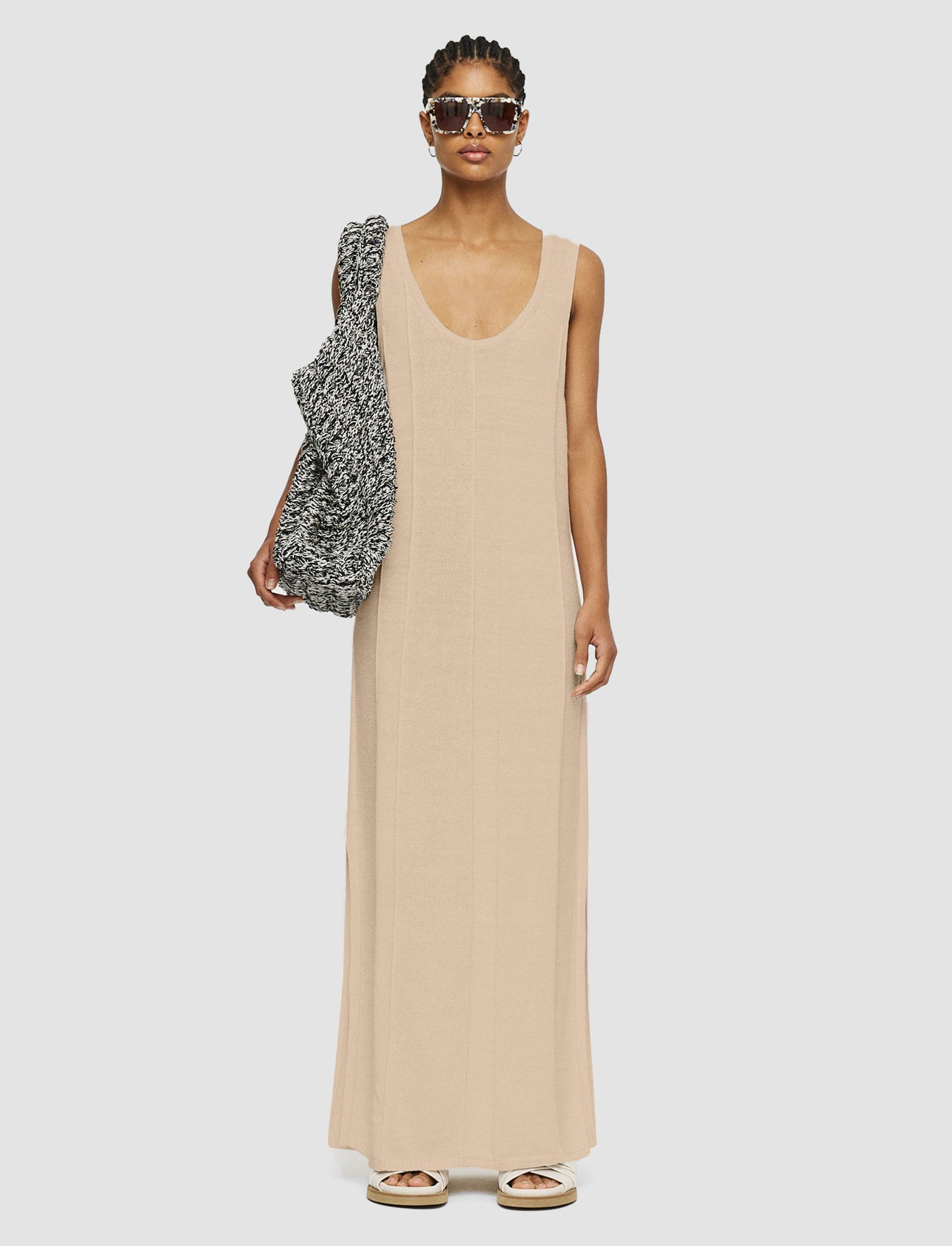 beige-linen-blend-knitted-long-dress-JOSEPH
