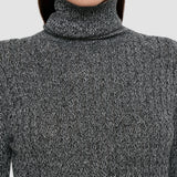 Ribbed Cable Knit High Neck Jumper