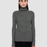 Ribbed Cable Knit High Neck Jumper