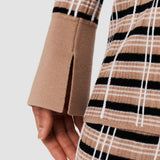 Check Wool Silk Polo Top
