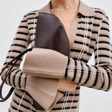 Check Wool Silk Polo Top