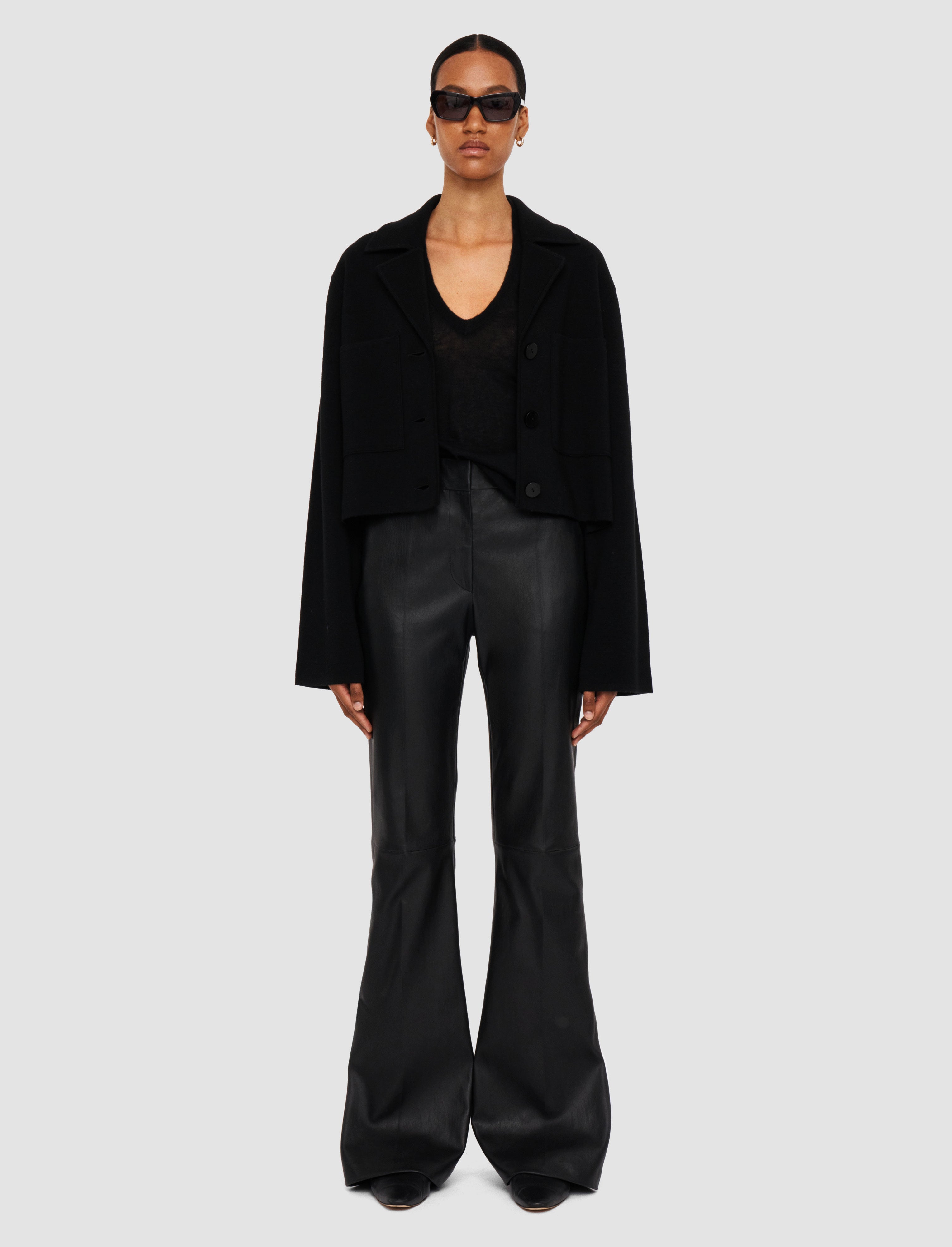 ブラック-tafira-leather-stretch-トラウザーズ-JOSEPH