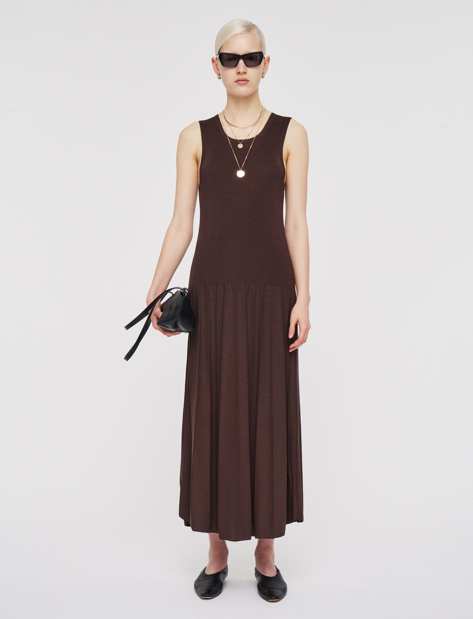 brown-satiny-rib-knit-dress-JOSEPH
