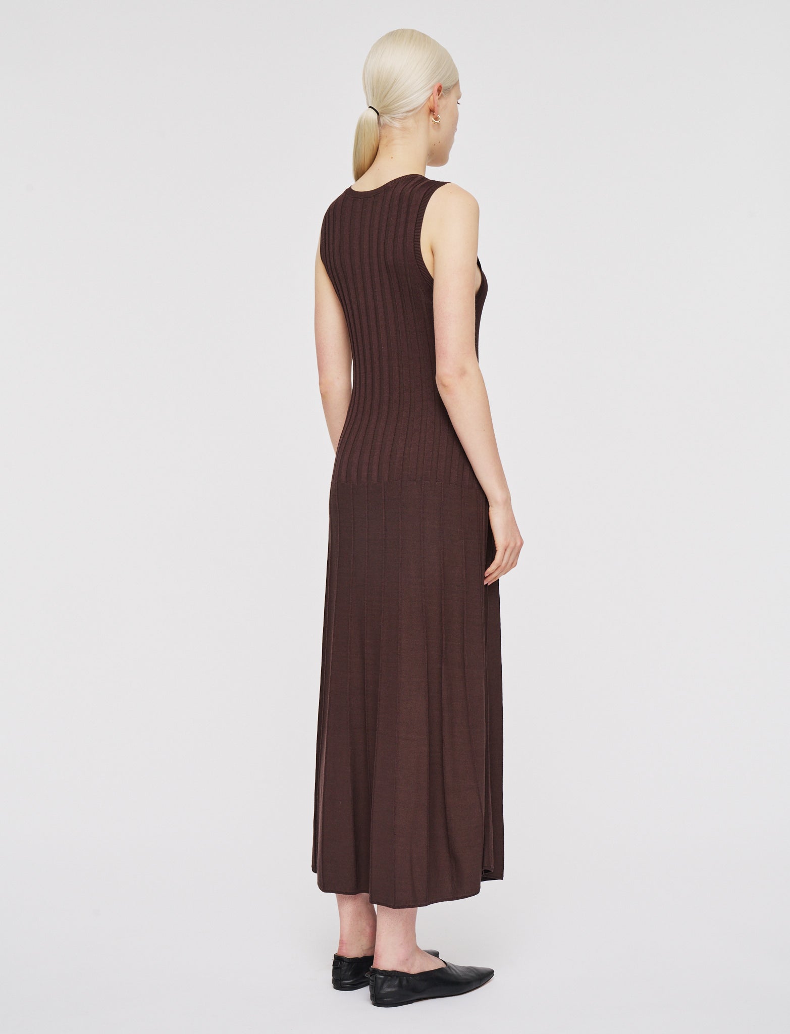 brown-satiny-rib-knit-dress-JOSEPH