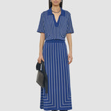 Blue Geometric Jacquard Silk Blend Skirt - Joseph