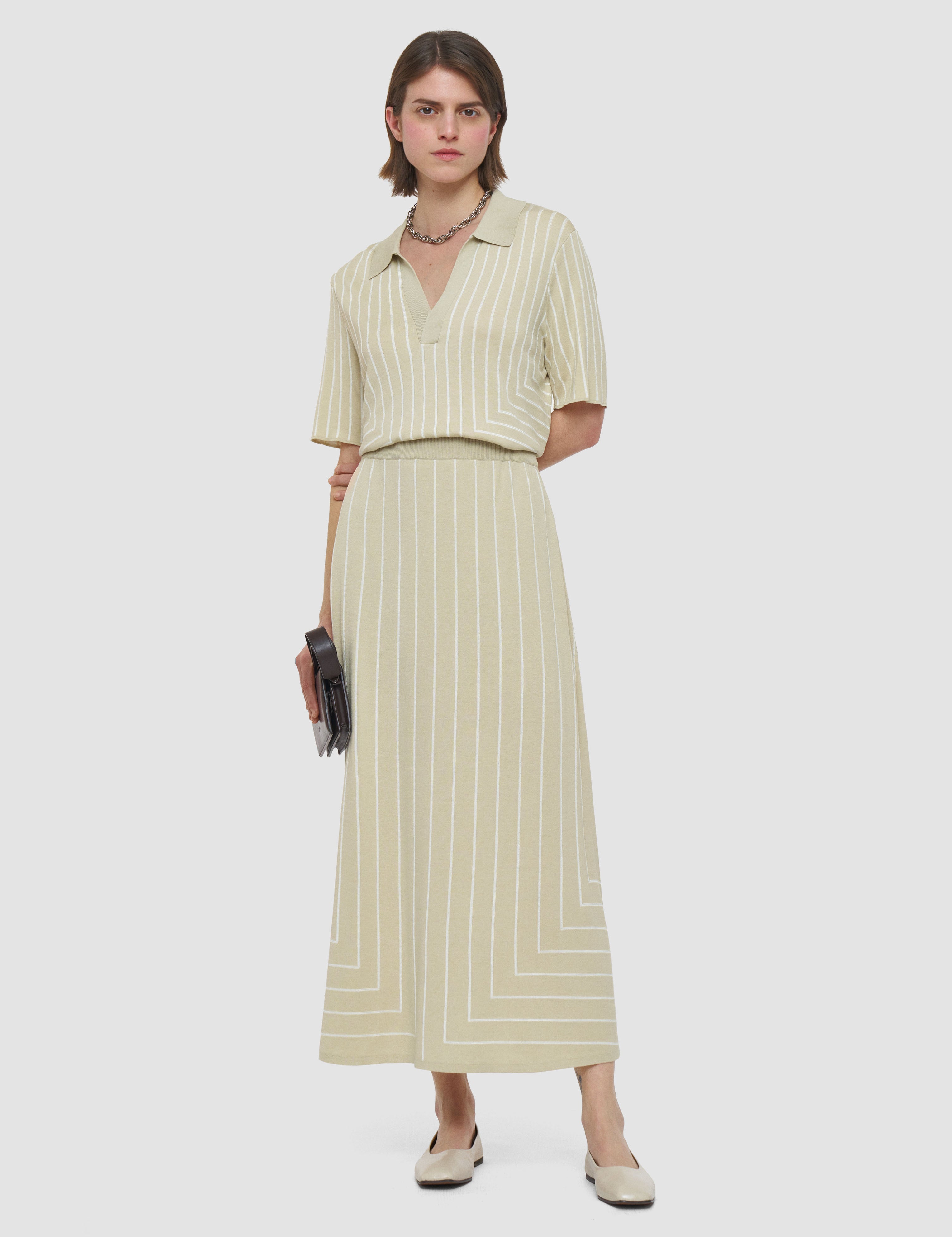 Beige Geometric Jacquard Silk Blend Skirt - Joseph