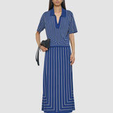 Blue Geometric Jacquard Silk Blend Top - Joseph