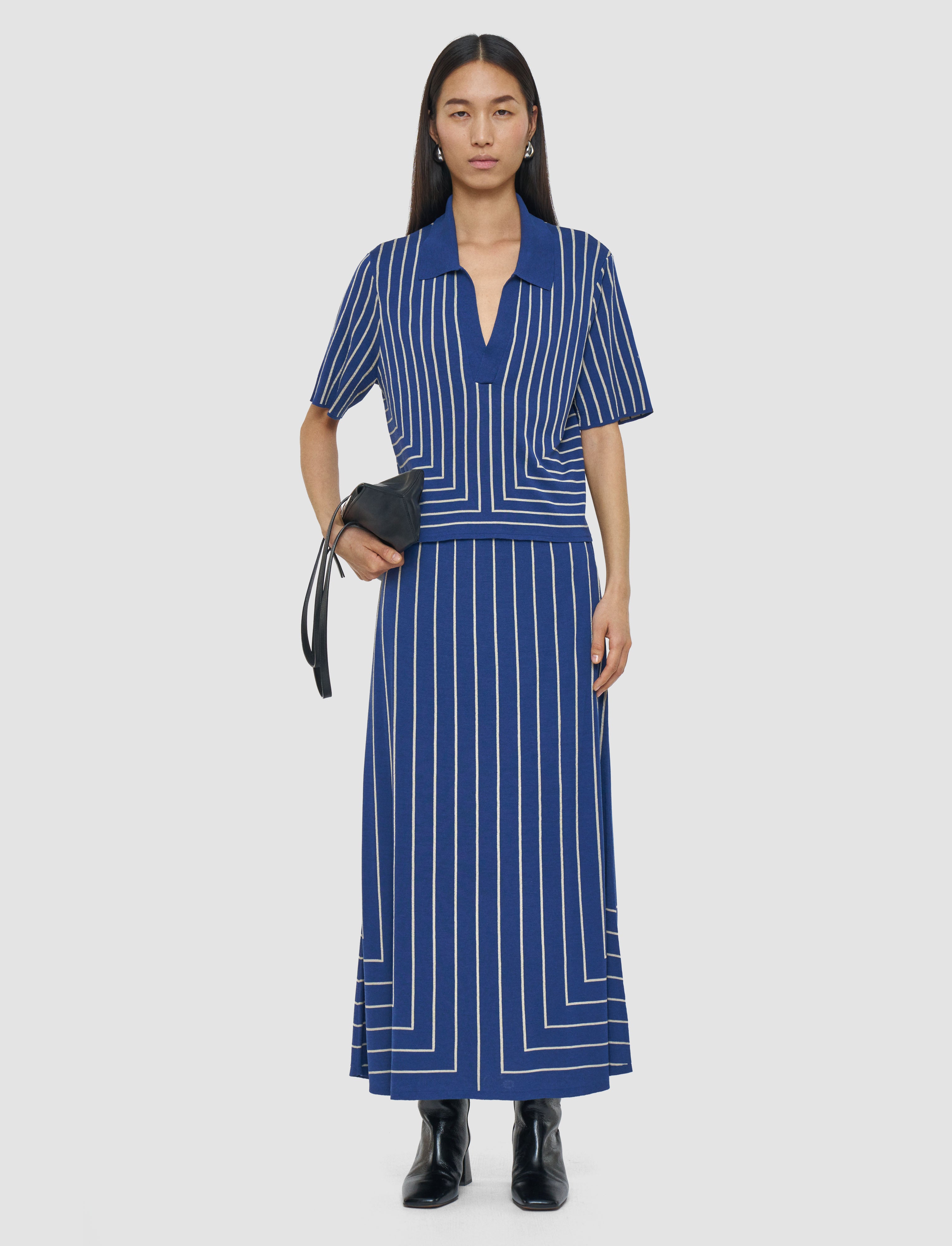青-geometric-jacquard-silk-blend-トップ-JOSEPH