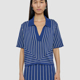 Blue Geometric Jacquard Silk Blend Top - Joseph
