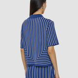 Blue Geometric Jacquard Silk Blend Top - Joseph