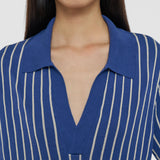 Blue Geometric Jacquard Silk Blend Top - Joseph