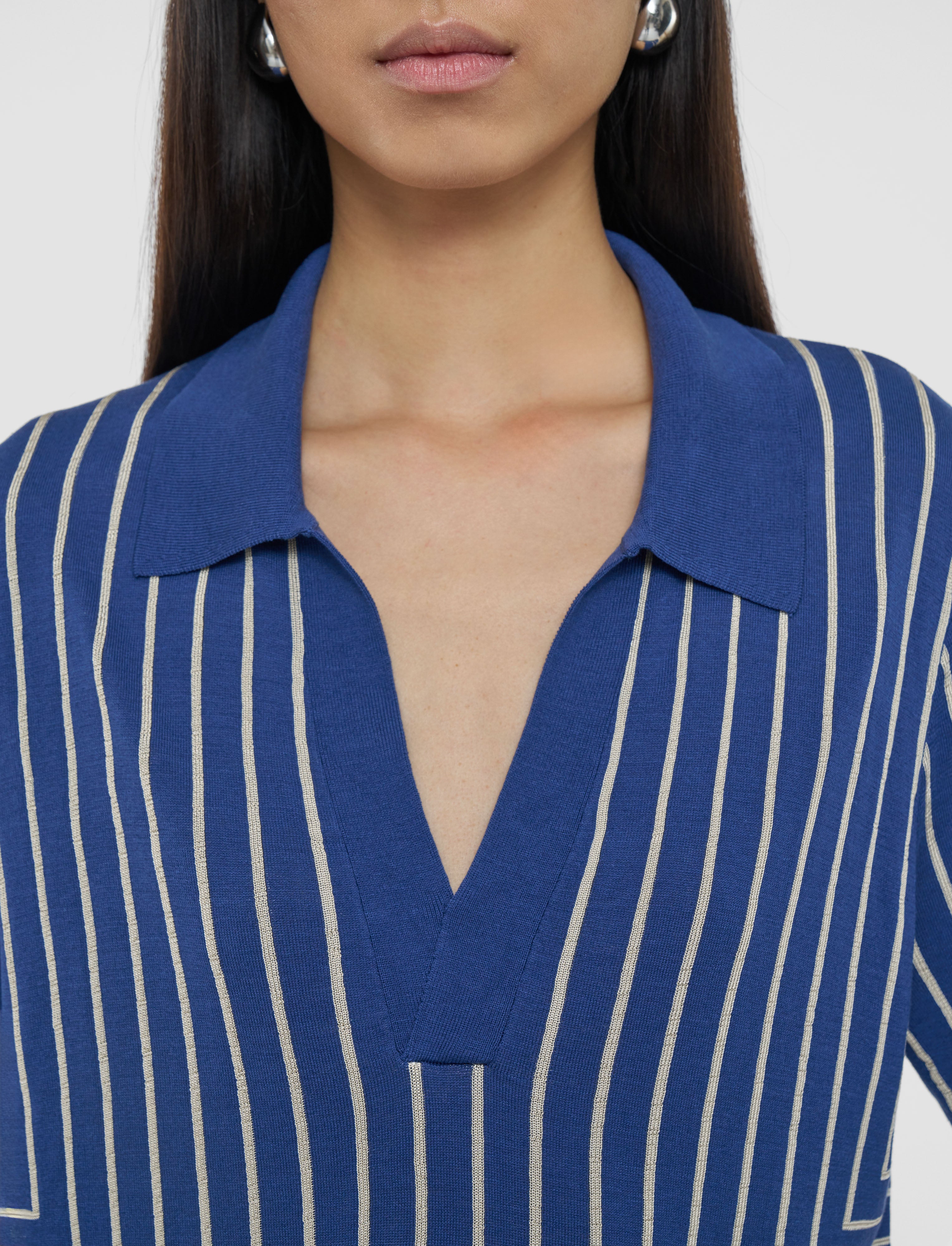 青-geometric-jacquard-silk-blend-トップ-JOSEPH