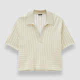 Beige Geometric Jacquard Silk Blend Top - Joseph