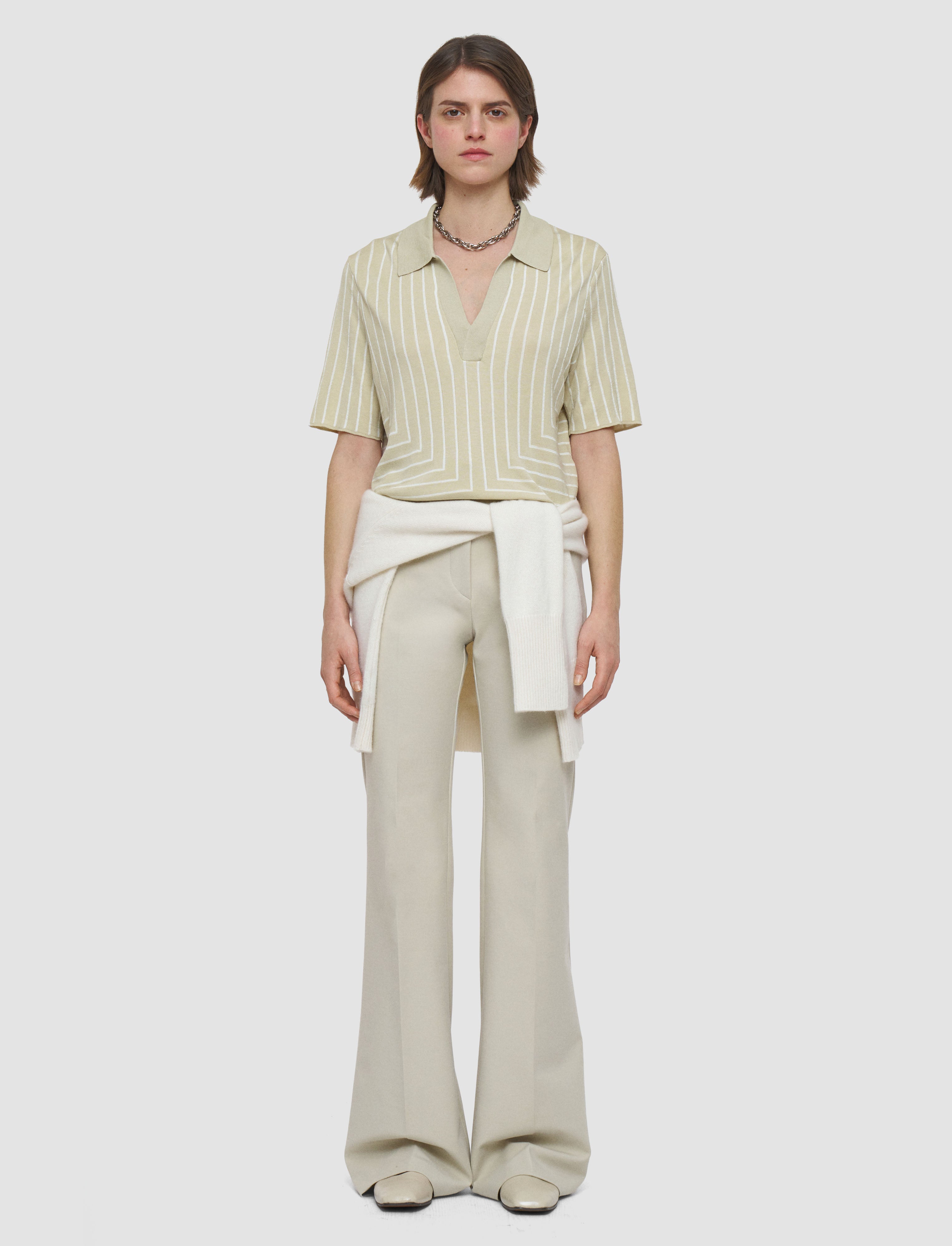 ベージュ-geometric-jacquard-silk-blend-トップ-JOSEPH