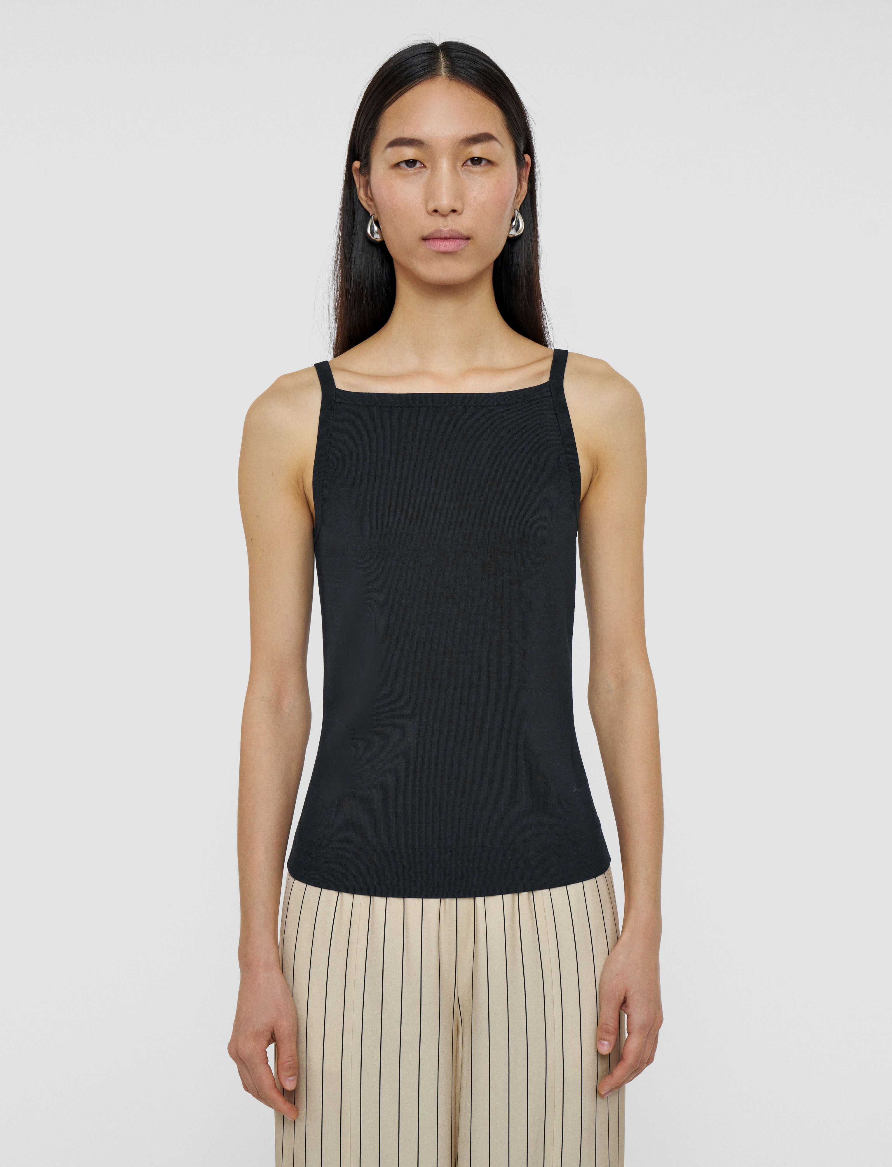 black-viscose-knit-stretch-vest-top-JOSEPH