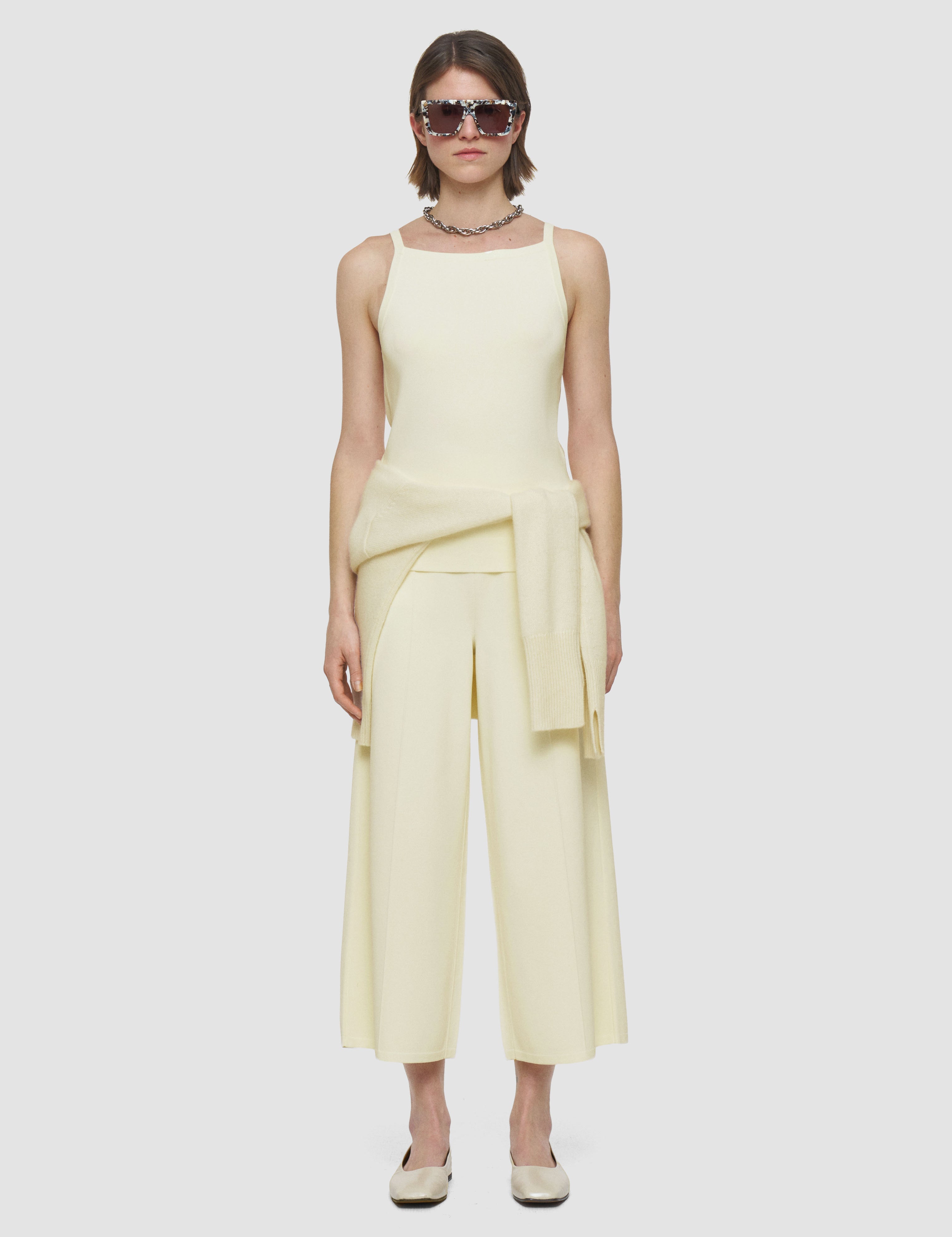 White Viscose Knit Stretch Vest Top - Joseph
