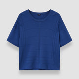 Blue Viscose Grid Knit T-Shirt - Joseph