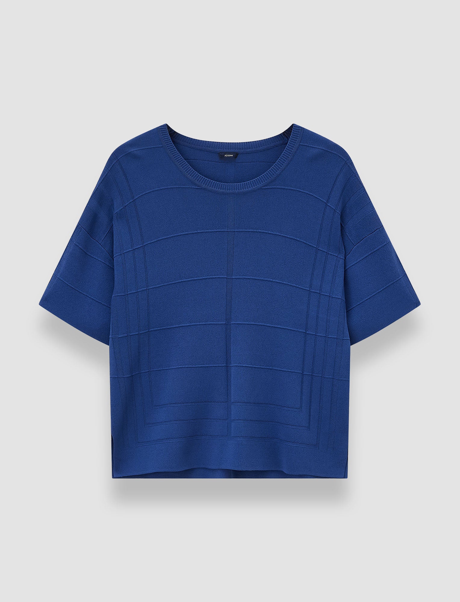 blue-viscose-grid-knit-t-shirt-JOSEPH