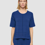 Blue Viscose Grid Knit T-Shirt - Joseph