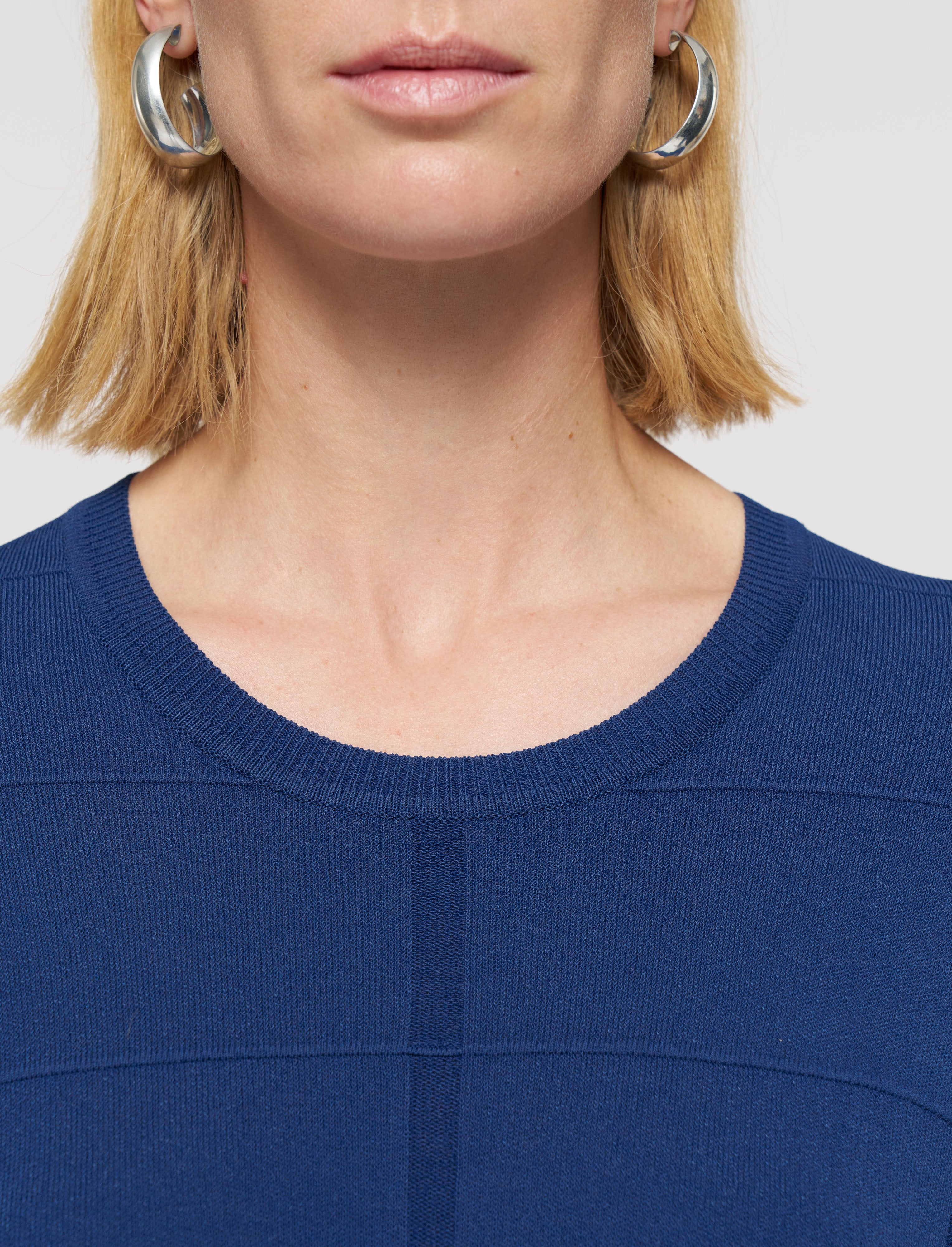 blue-viscose-grid-knit-t-shirt-JOSEPH