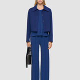 Blue Viscose Grid Knit Trousers - Joseph