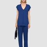 Blue Viscose Grid Knit Top - Joseph