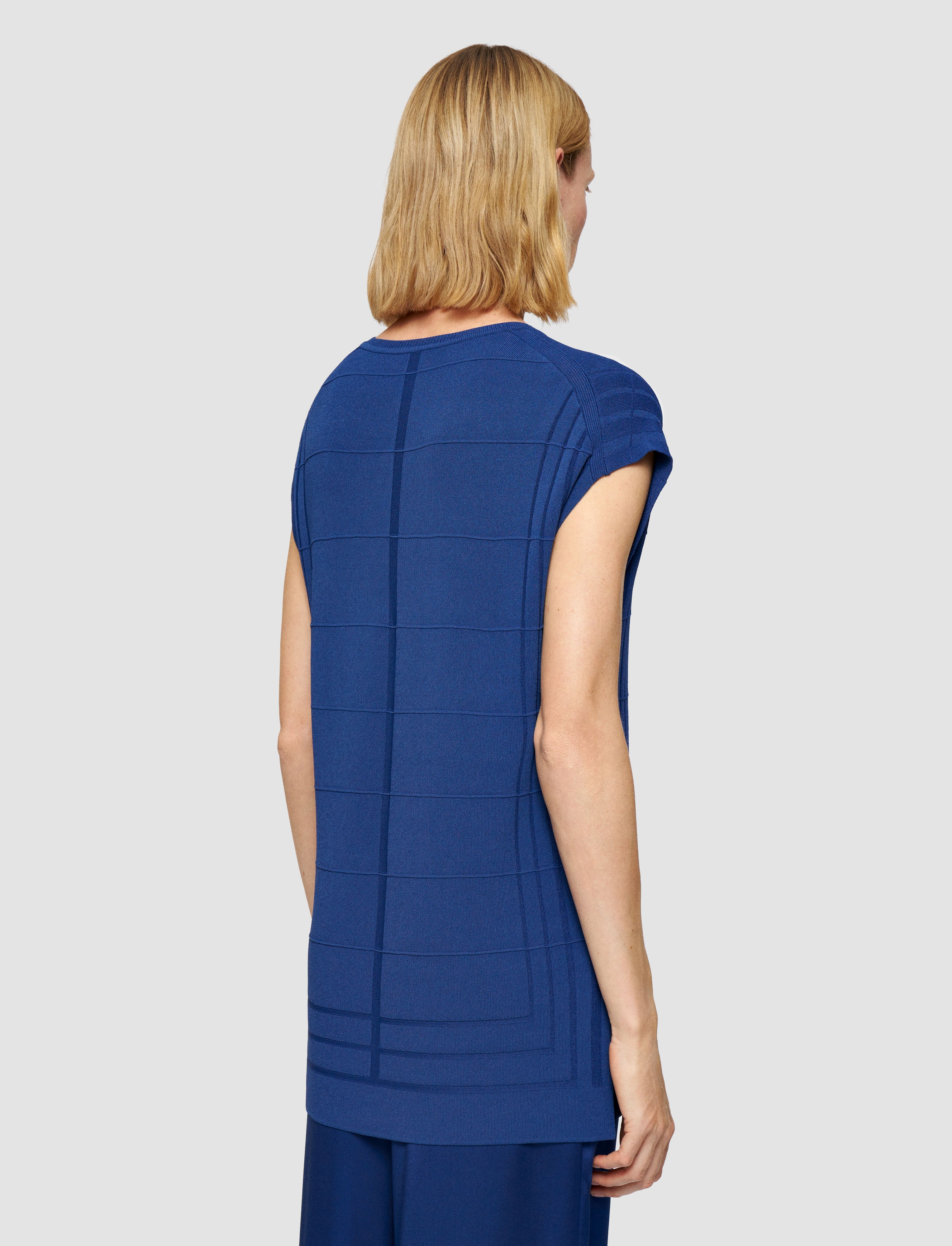 blue-viscose-grid-knit-top-JOSEPH