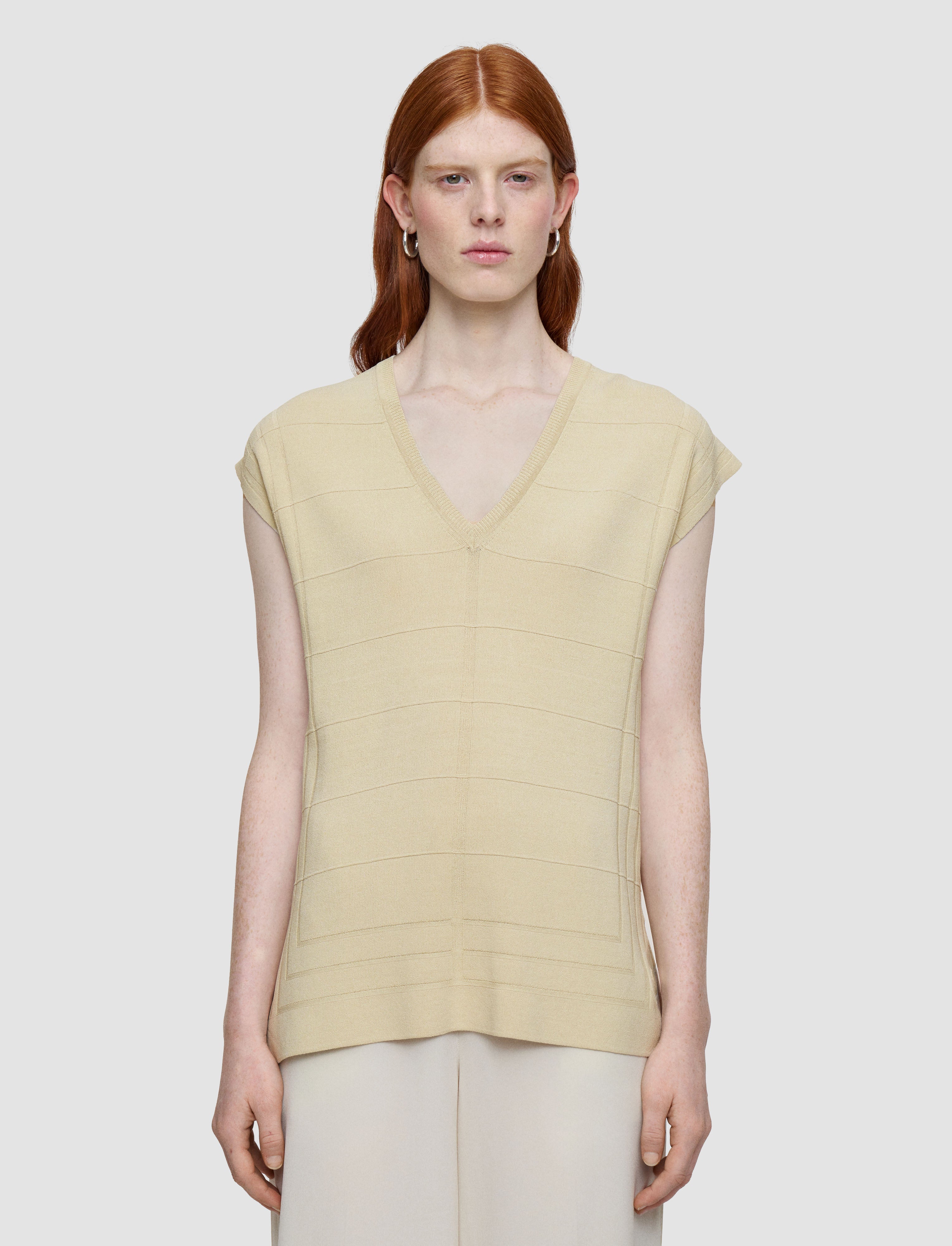beige-viscose-grid-knit-top-JOSEPH