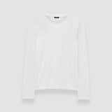 White Cotton Silk Jersey Long Sleeve T-Shirt - Joseph