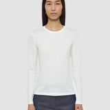 White Cotton Silk Jersey Long Sleeve T-Shirt - Joseph