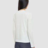 White Cotton Silk Jersey Long Sleeve T-Shirt - Joseph