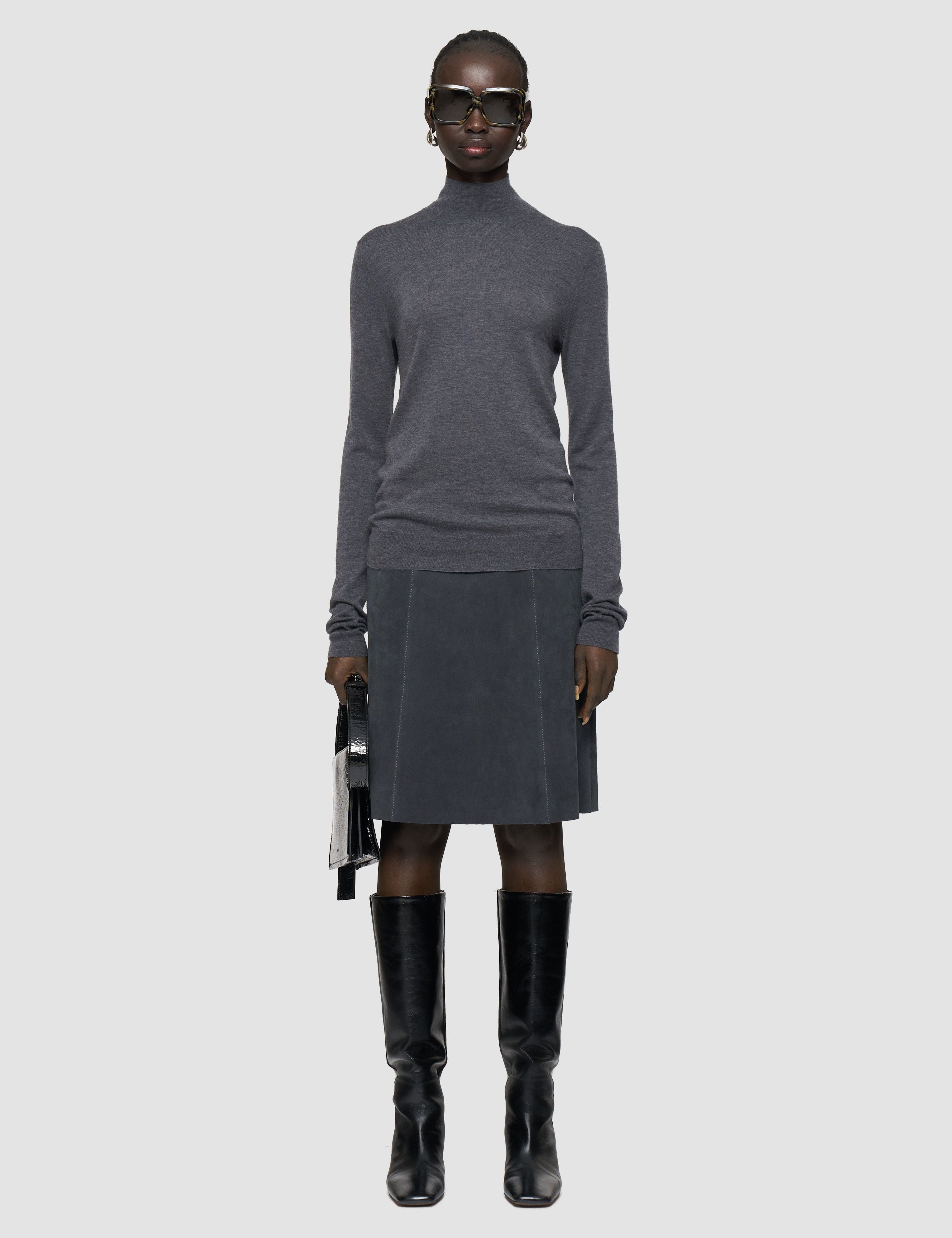 Grey Cashair High Neck Jumper - Joseph