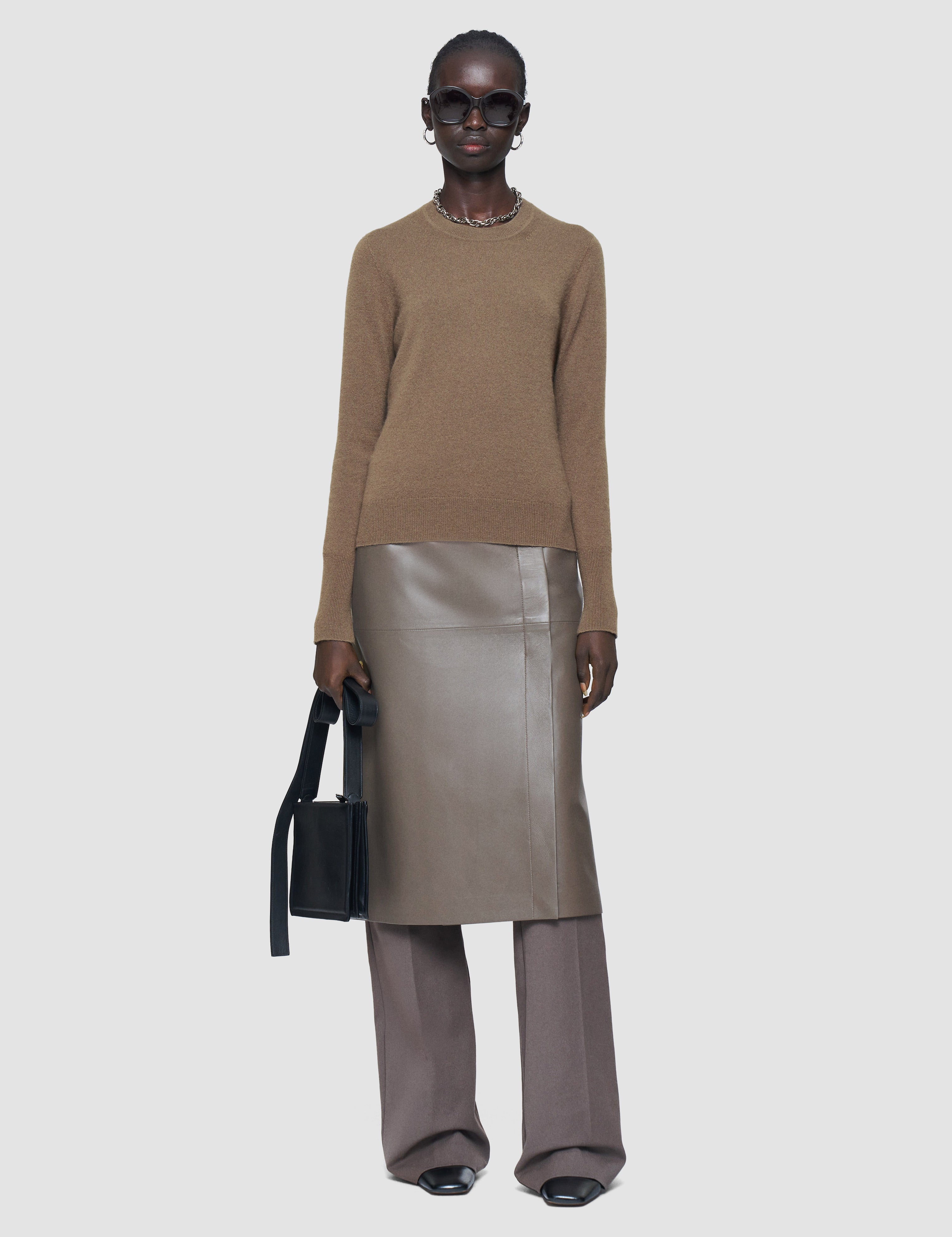 Brown Light Pure Cashmere Round Neck Jumper - Joseph