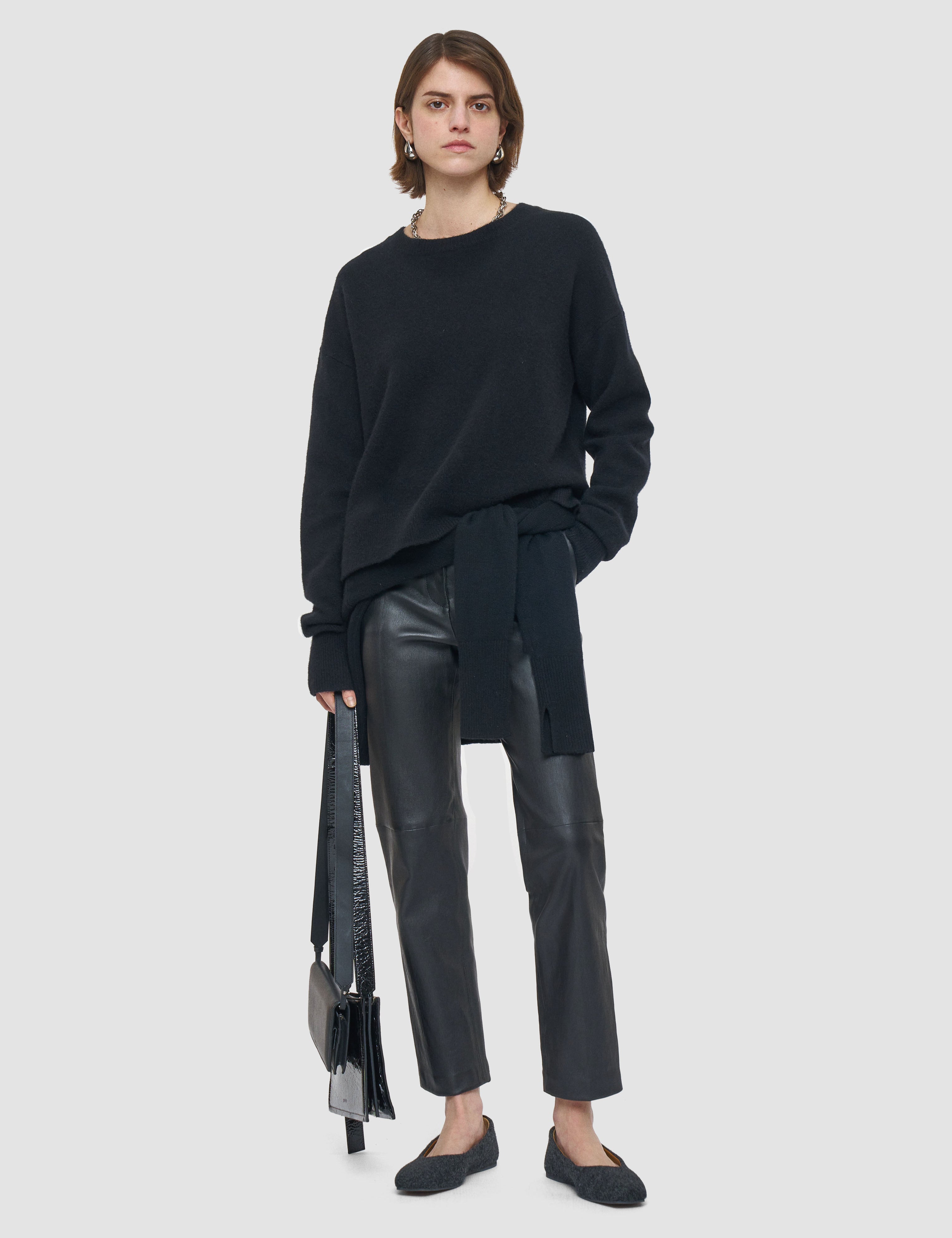 Black Brushed Cashmere Round Neck Jumper - Joseph
