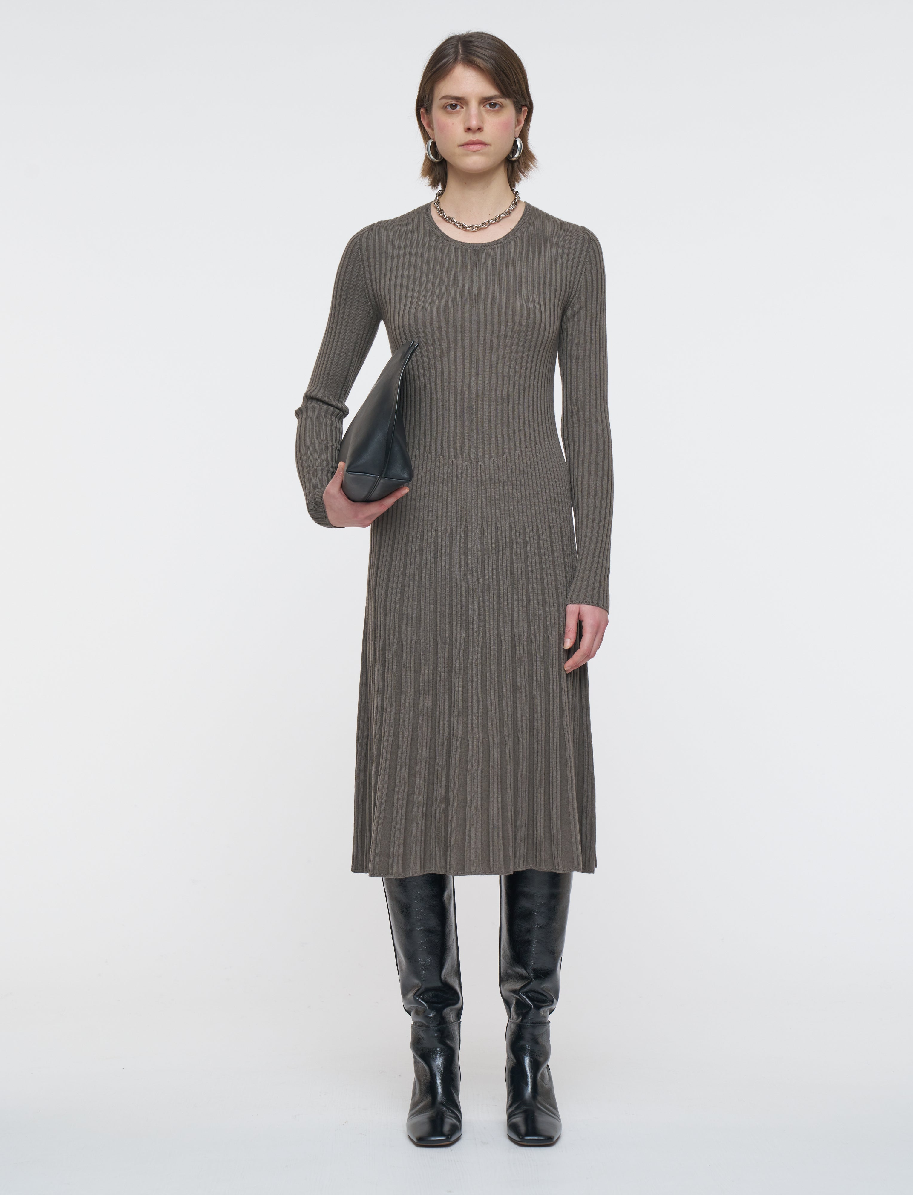 white christmas dresses White and Warren Merino Cashmere Ribbed Polo Dress main image 1