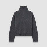 Grey Light Cardigan Stitch High Neck Jumper - Joseph
