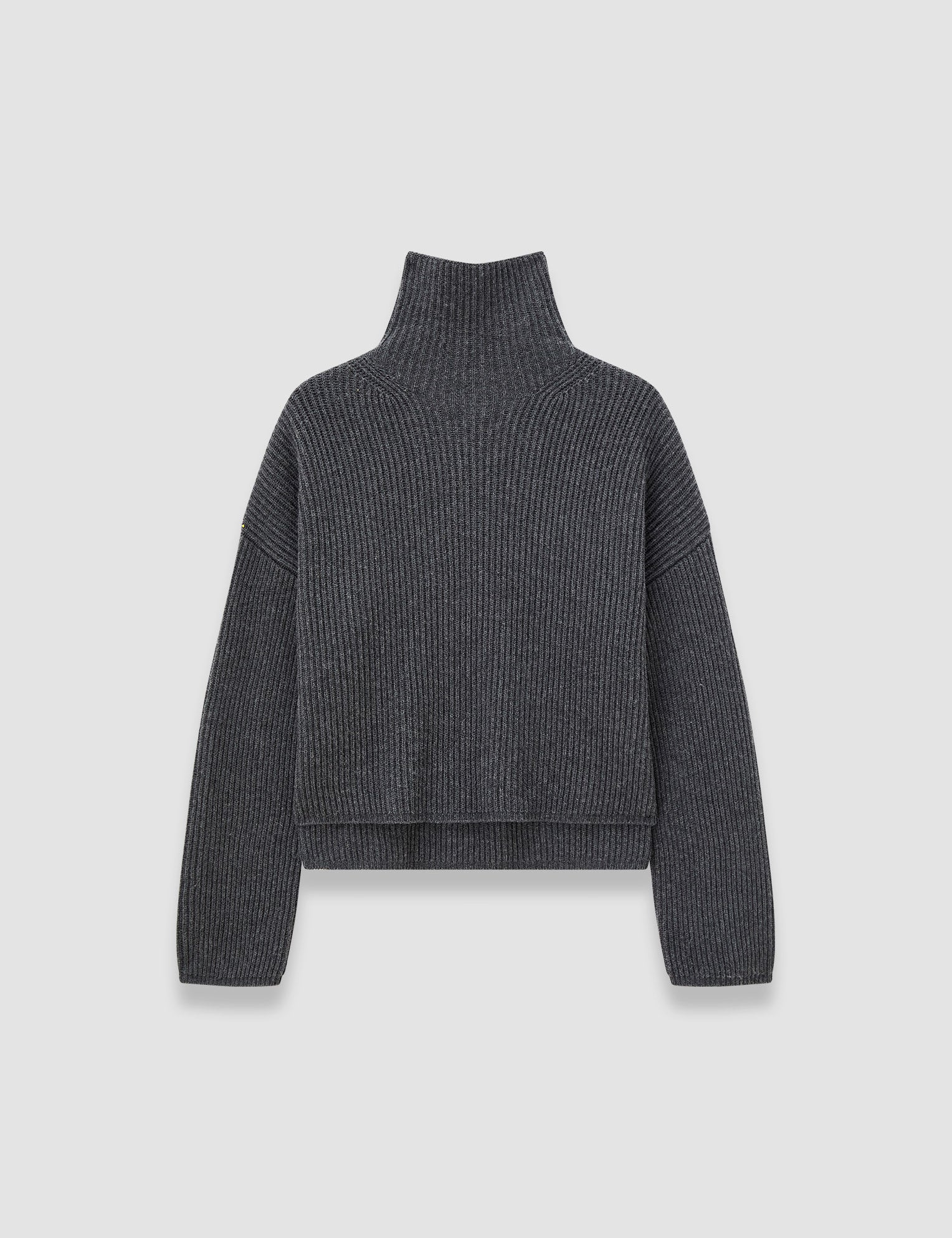 Grey Light Cardigan Stitch High Neck Jumper - Joseph