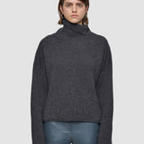 Grey Light Cardigan Stitch High Neck Jumper - Joseph