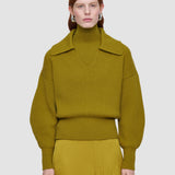 Green Light Cardigan Stitch Open Neck Jumper - Joseph