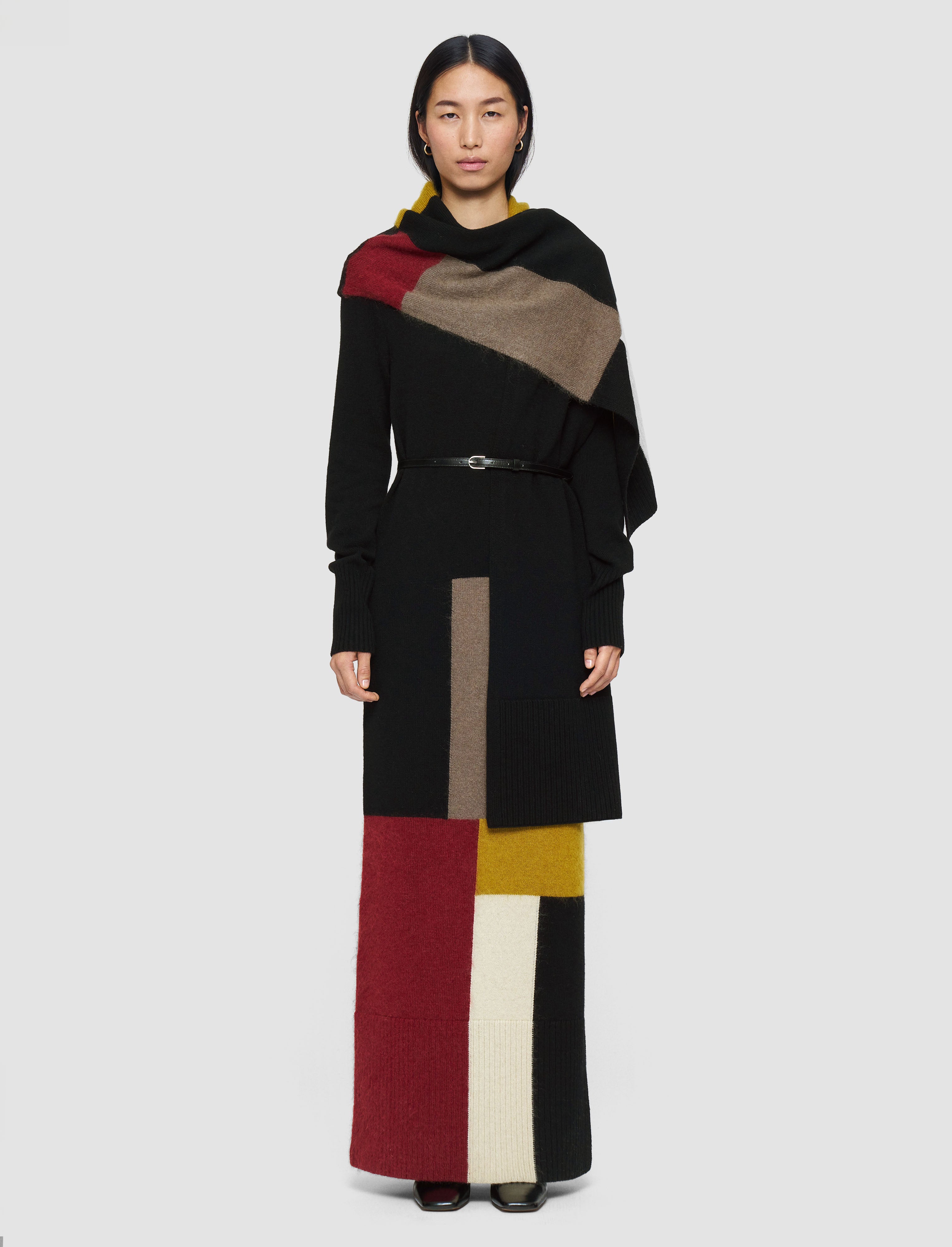 グレー-overlay-wool-スカーフ-JOSEPH