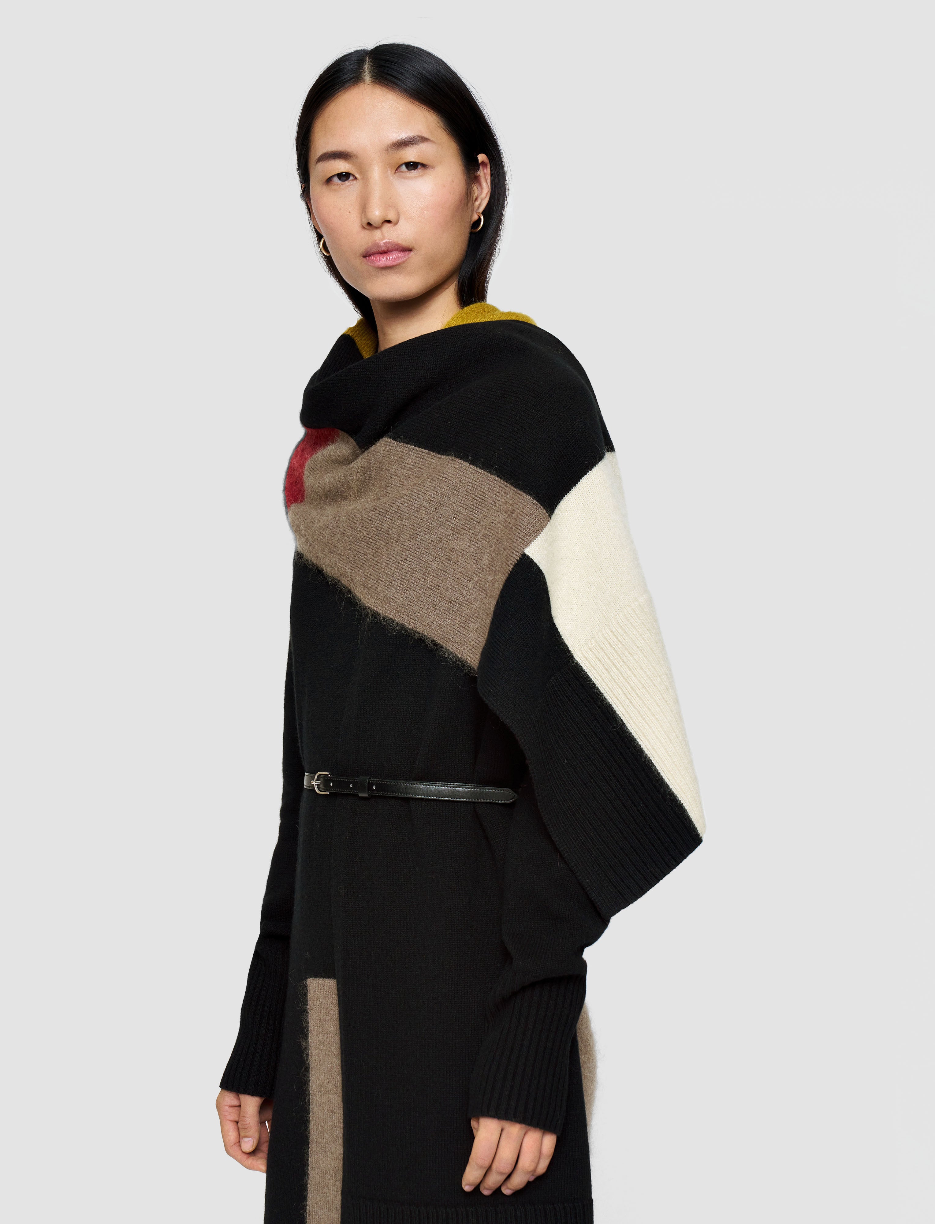 グレー-overlay-wool-スカーフ-JOSEPH