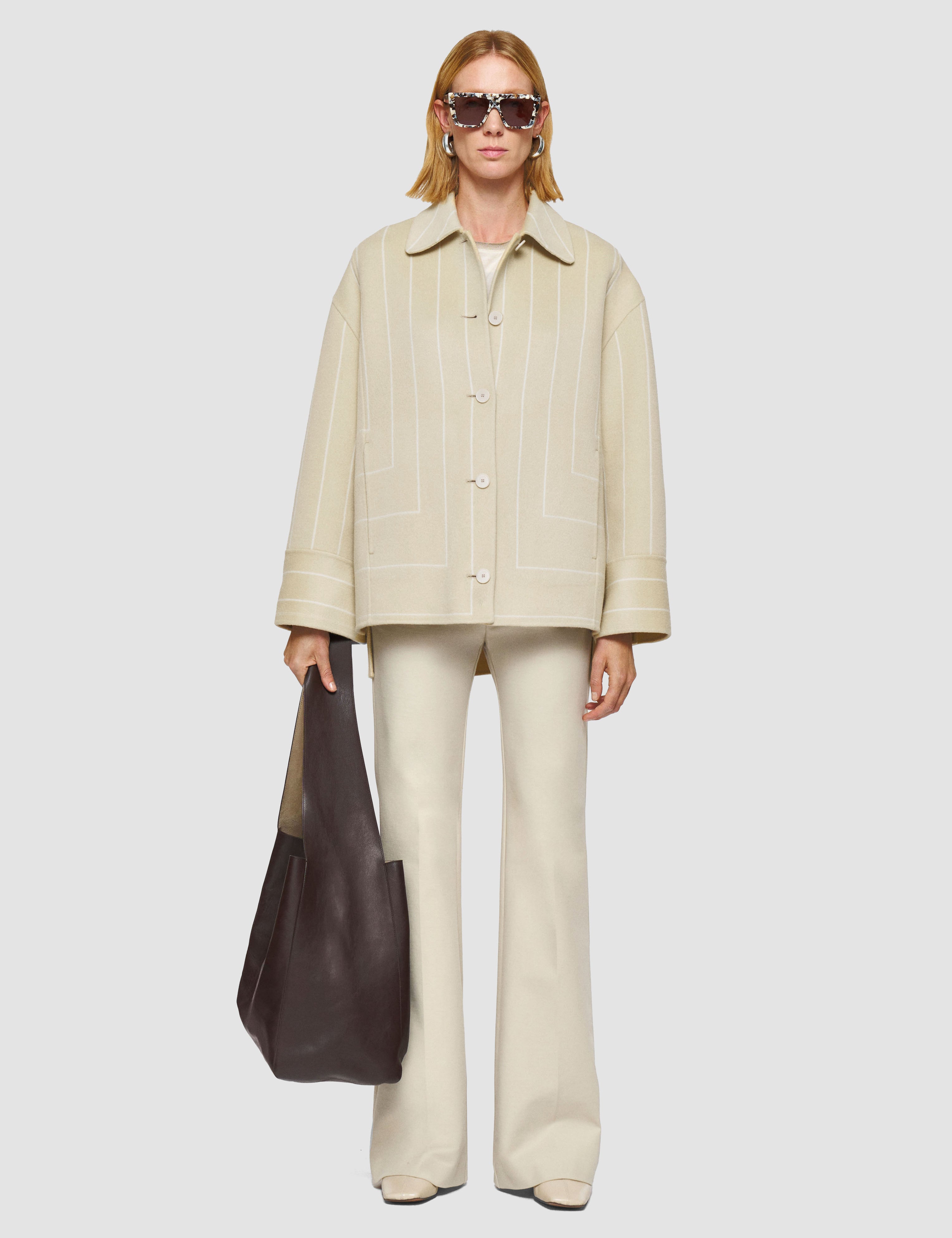 Beige Molitor Geometric Double Face Wool Coat - Joseph